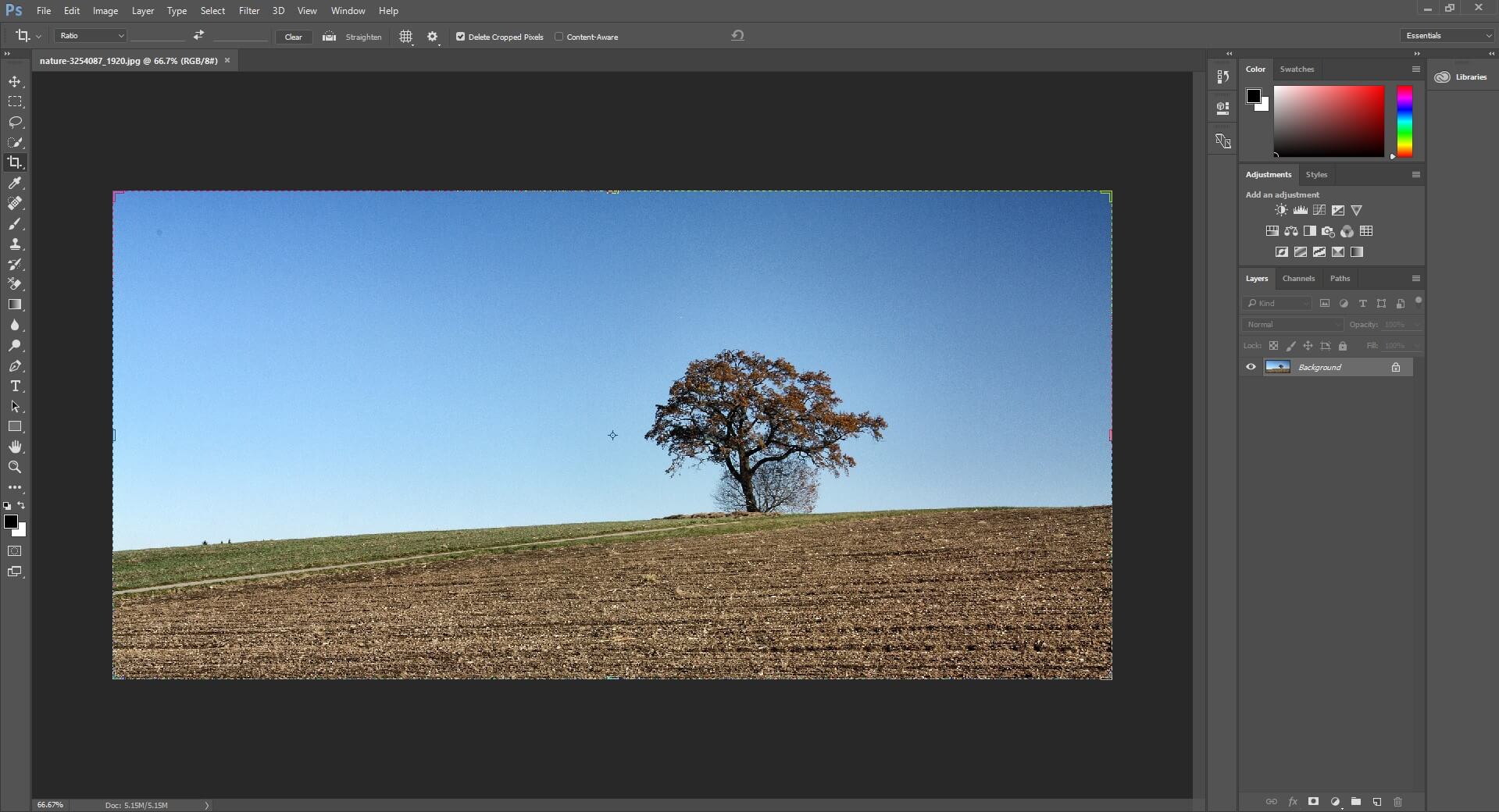 Open your image file with Adobe Photoshop CC