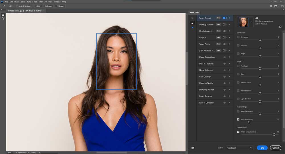 Use of Neural Filter tool in photoshop