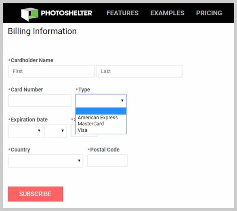 Photoshelter - Payment Method