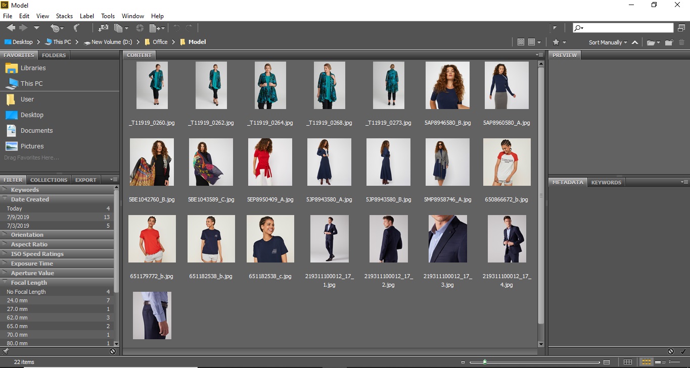 Example of Organize Photos in Adobe Bridge