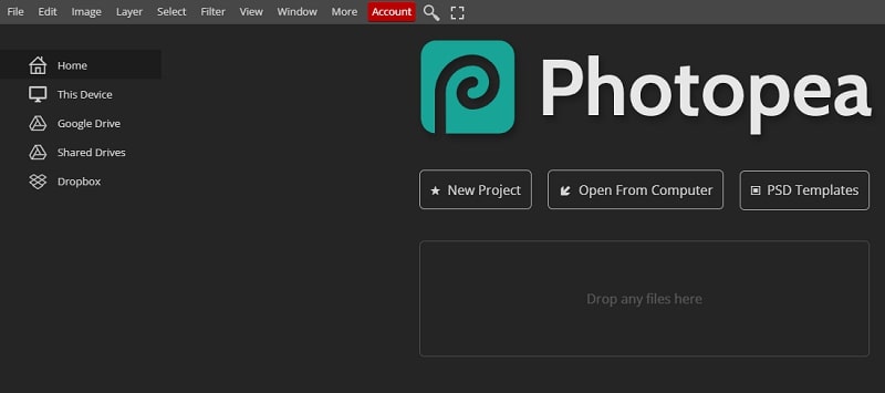 Photopea - Competitive software for post-production