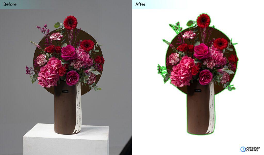 Medium clipping path of a flower vase
