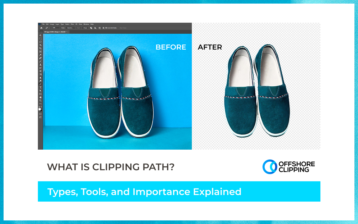Before after image of a shoe being clipped