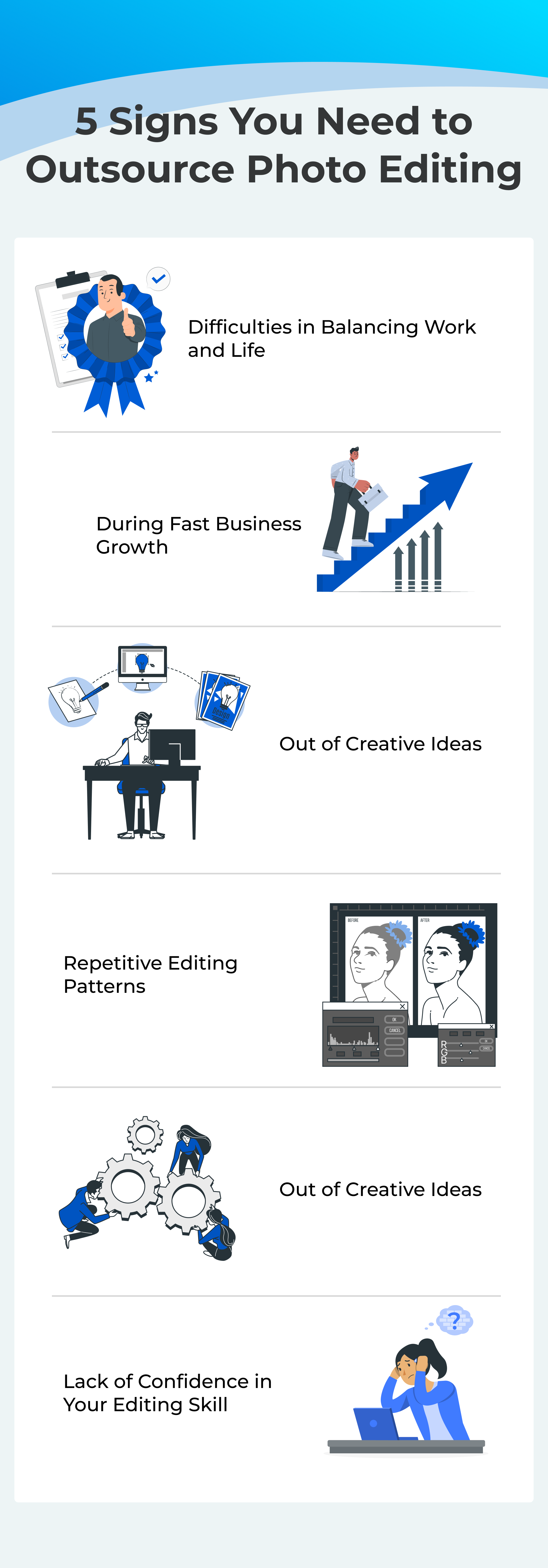 5 Signs you need to outsource photo editing - Infographic