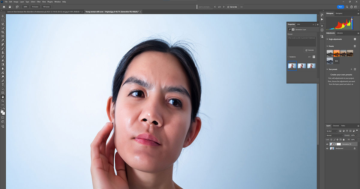 Using quick mask to retouch skin step eight