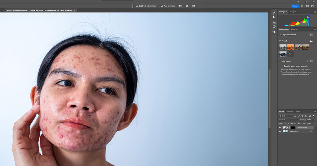 Using quick mask to retouch skin step nine