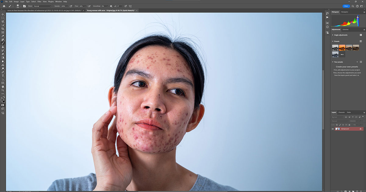 Using quick mask to retouch skin step one