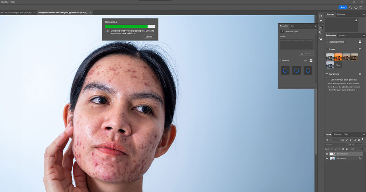 Using quick mask to retouch skin step seven