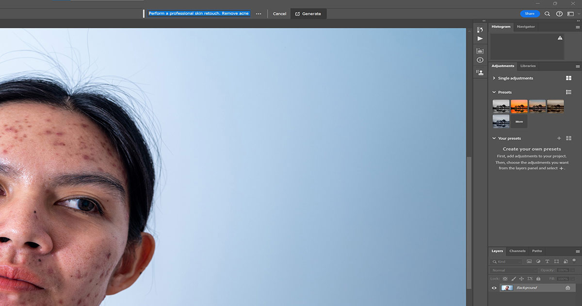 Using quick mask to retouch skin step six