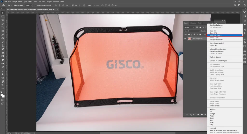 Open and duplicate the image