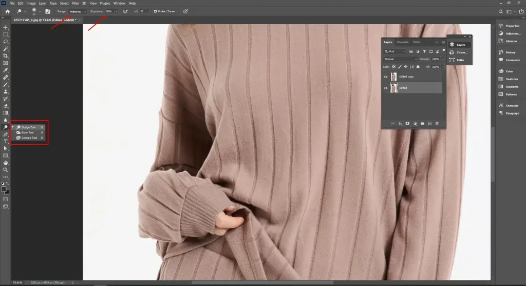 Apply retouching to model