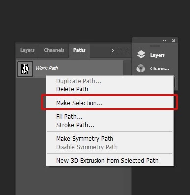 Convert path to selection