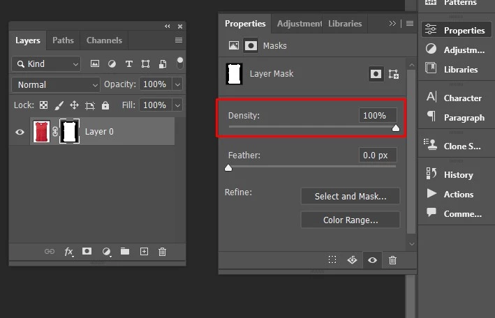 Adjust the mask density