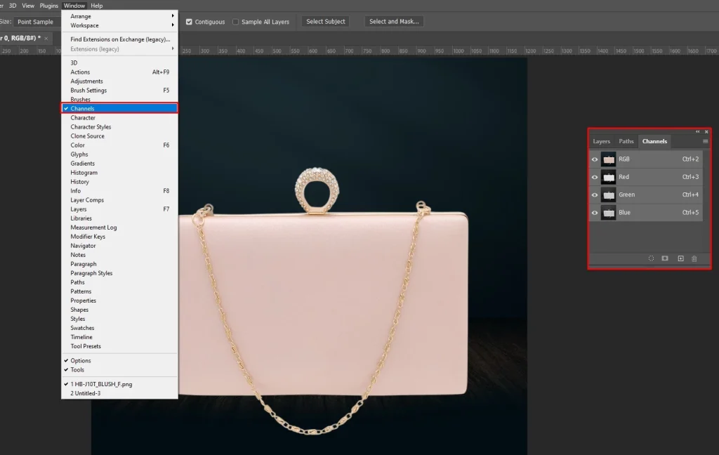Open the channels panel