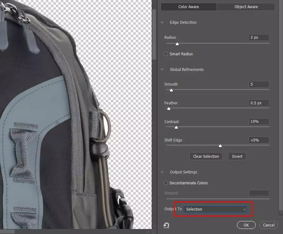 Output as layer mask selection
