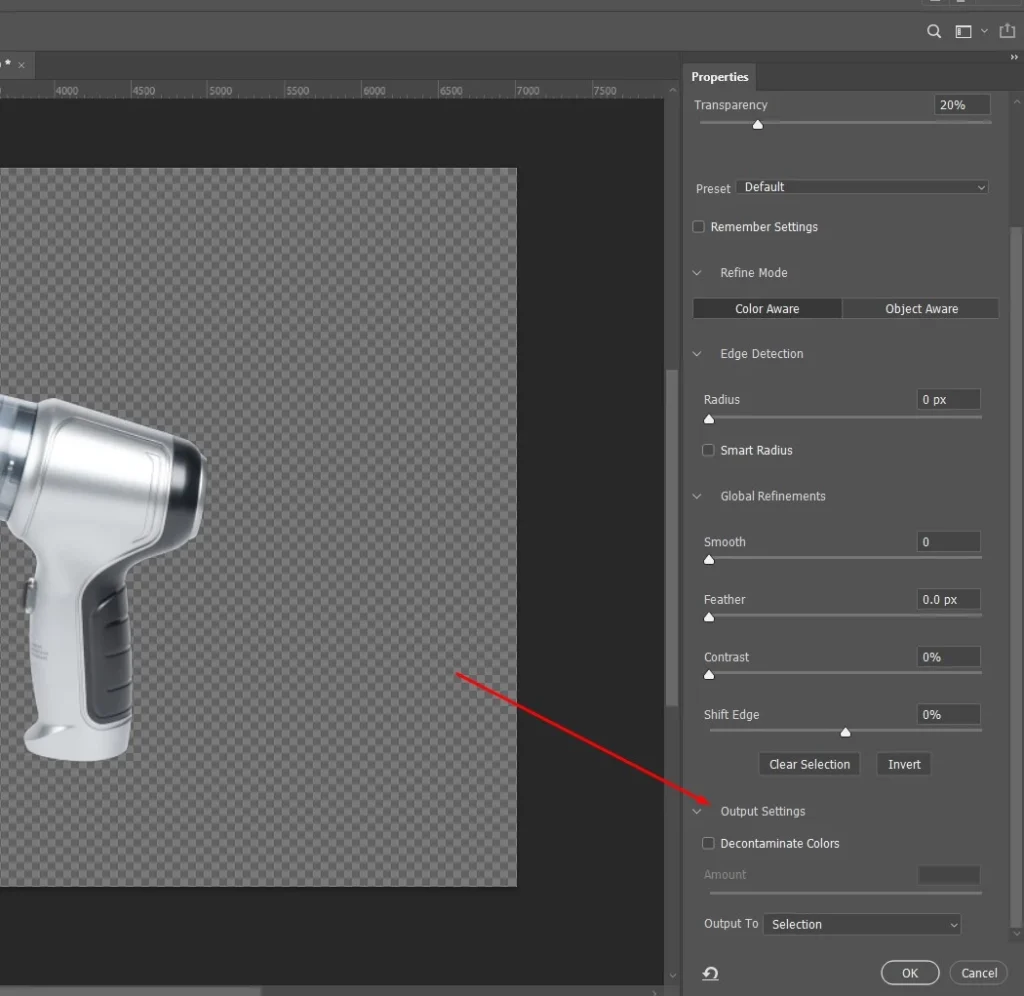 Output the selection