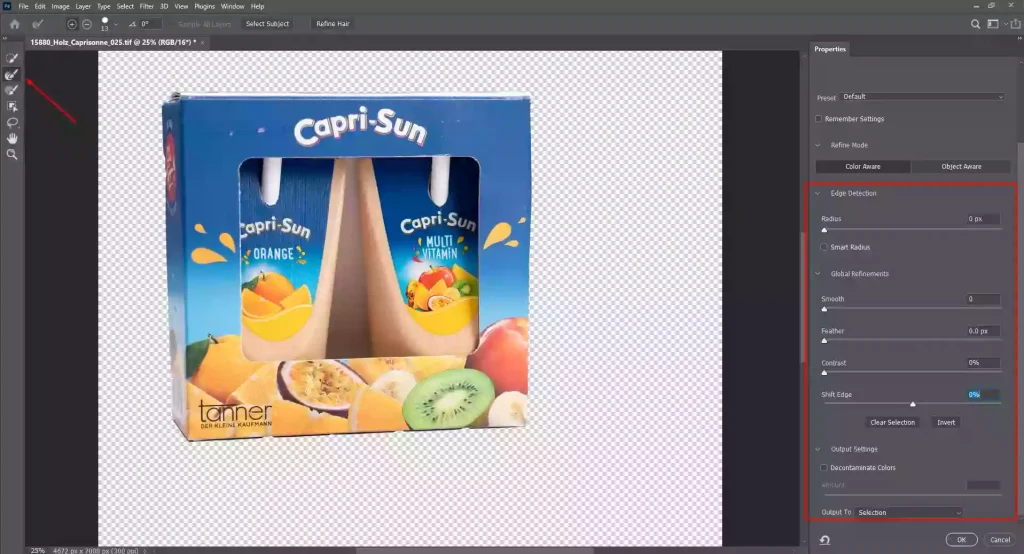 Refine and remove the background