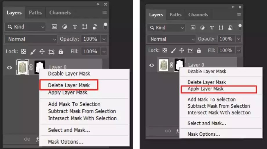 Remove or apply the layer mask