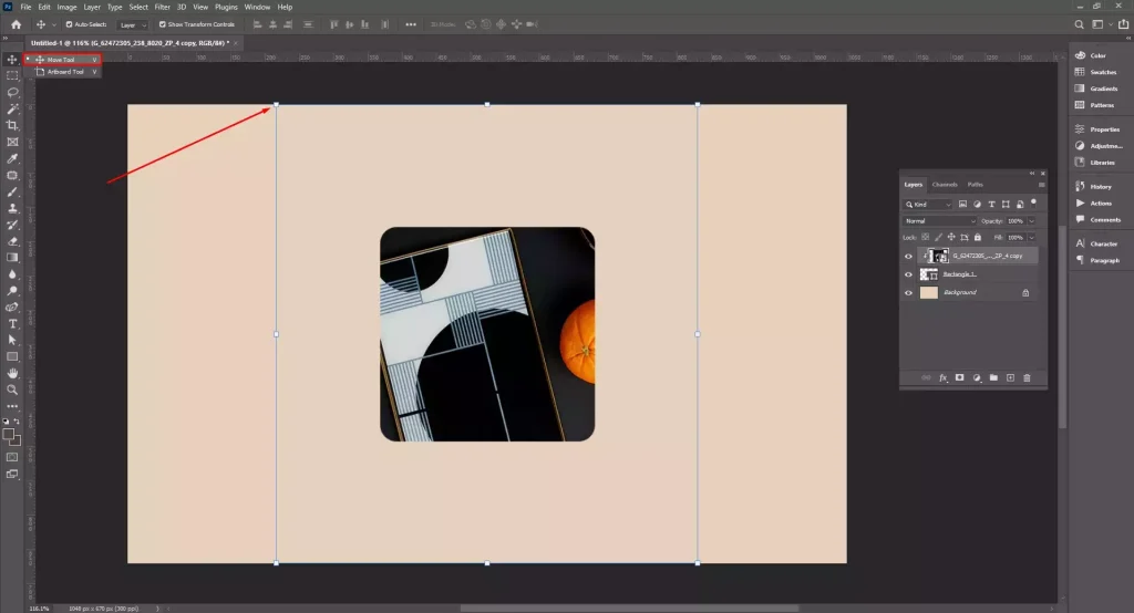 Reposition or resize the clipped image as needed
