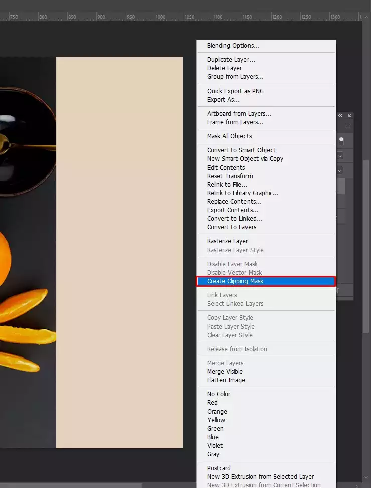 Right click the selected layer and open the options menu