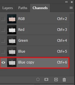 Select the channel with the most contrast