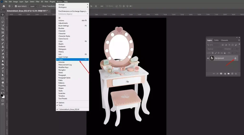 Unlock the background layer