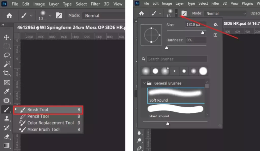 Use the brush tool with black to hide pixels