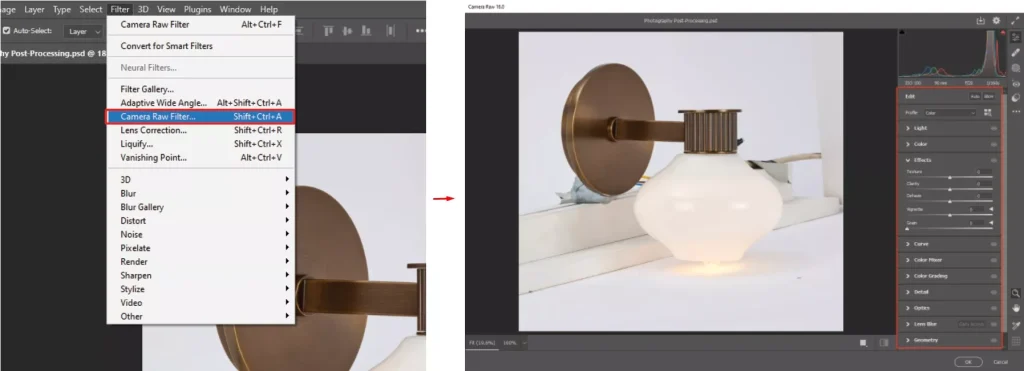 Adjust exposure and color