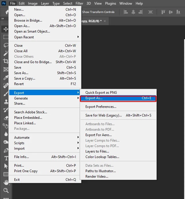Resize crop and export