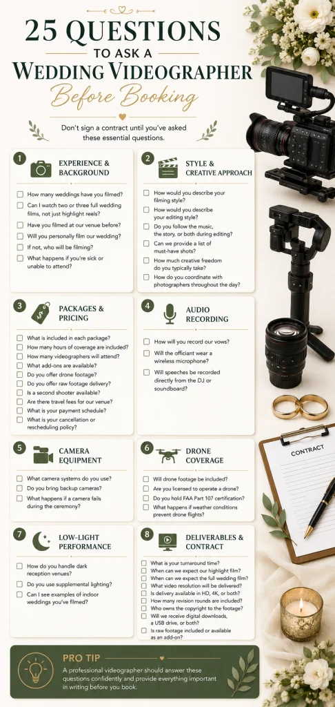 Questions to Ask a Wedding Videographer Before Booking
