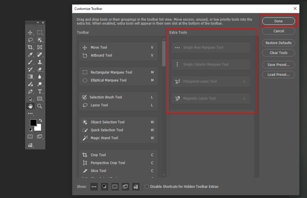 customize toolbar 4