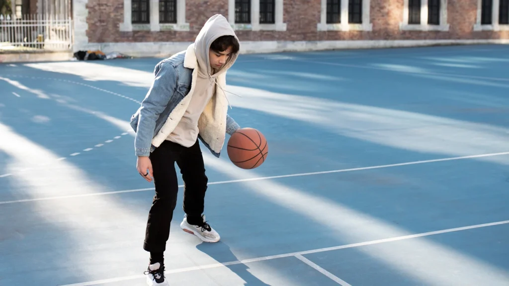 Low-Angle Shots of basketball player