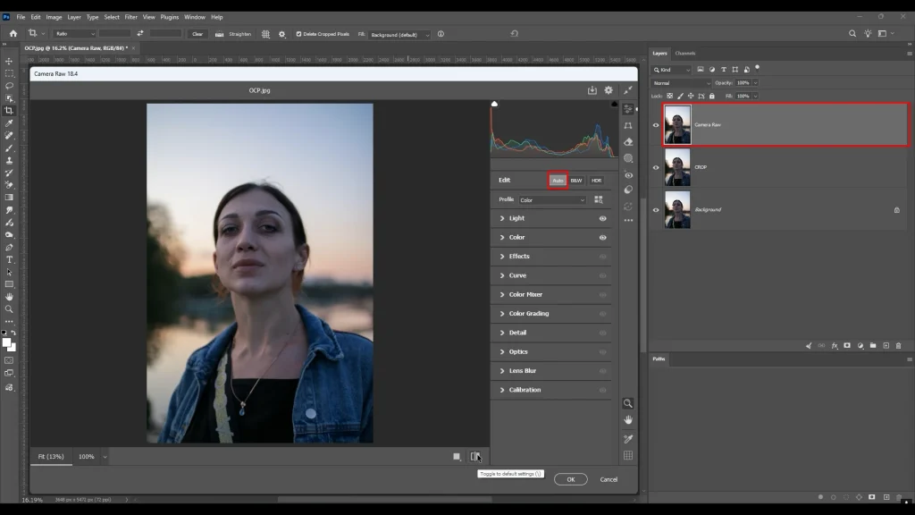 AI Auto Color Correction option used to quickly fix white balance and tone