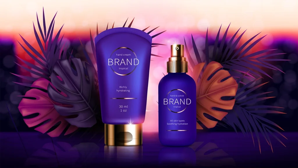 Creative color-themed cosmetic product photography setup for beauty branding and marketing campaigns.