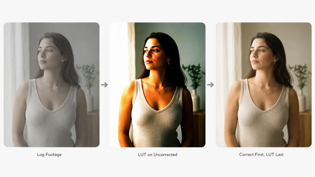 LUT applied to uncorrected video footage