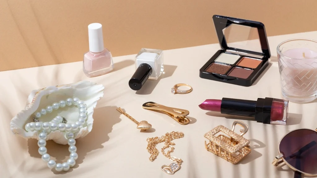 Luxury beauty product photography setup featuring premium cosmetic packaging with elegant lighting.