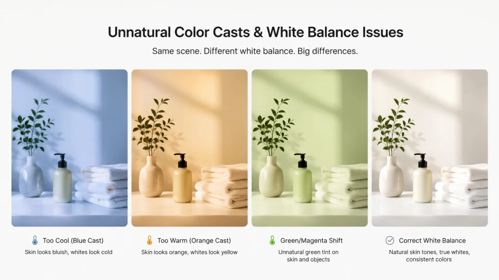 Unnatural color casts caused by incorrect white balance