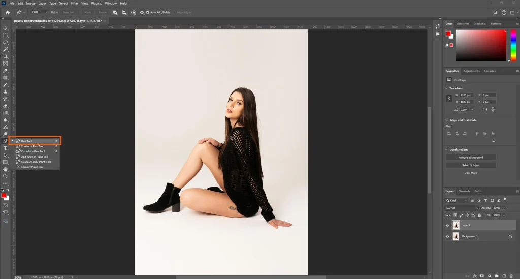white background removal using pen tool