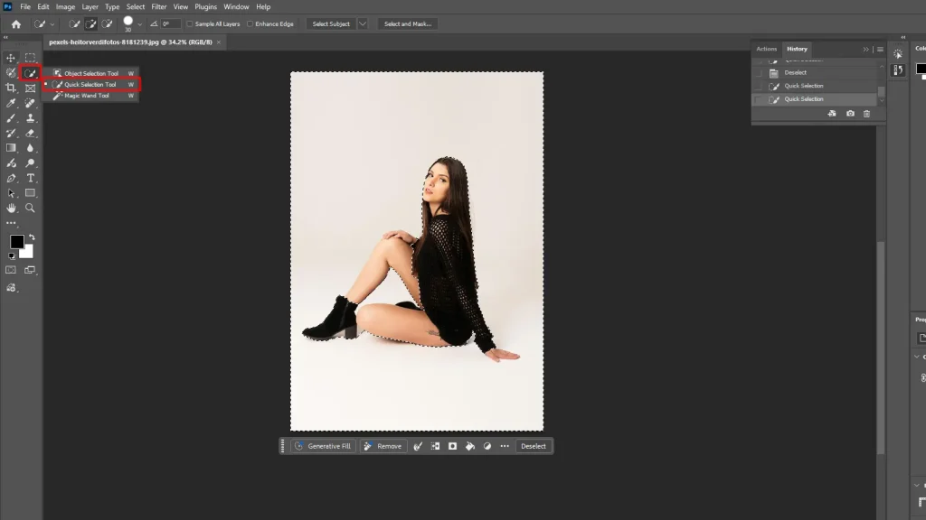 using quick selection tool