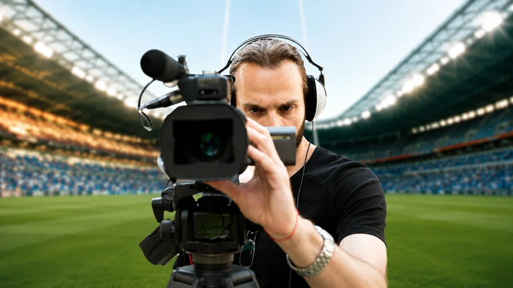 Essential accessories for sports photography including camera, lens, and gear