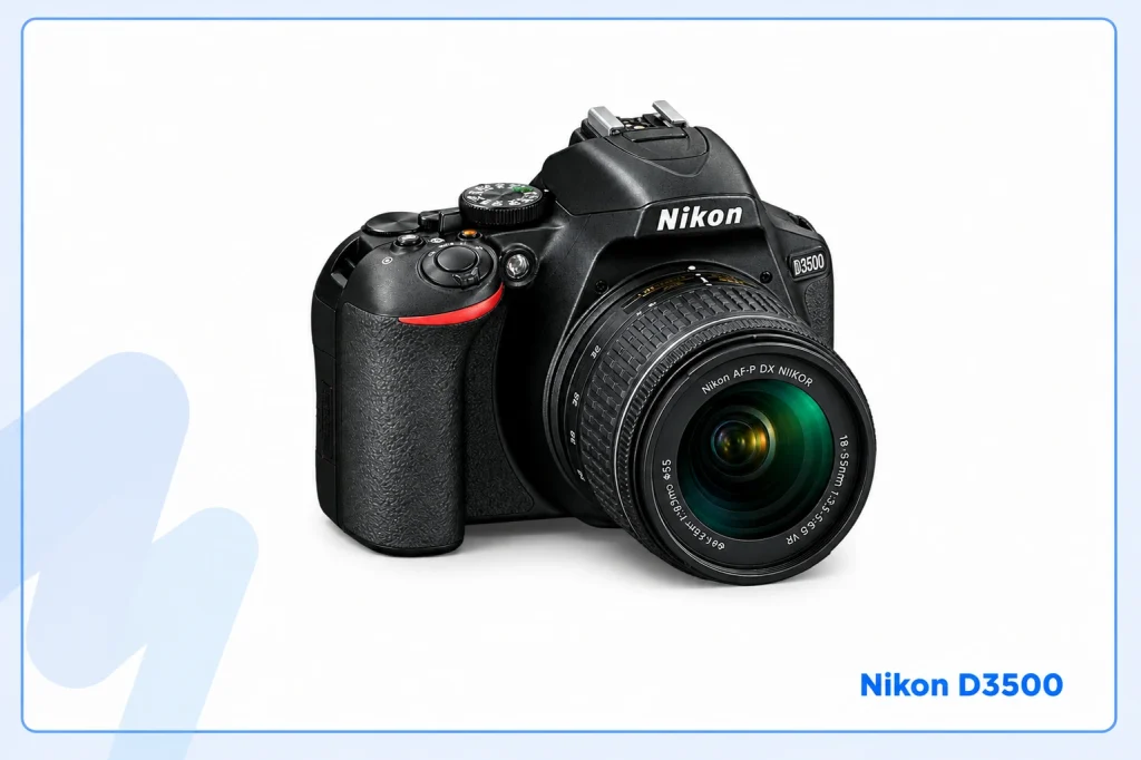 Nikon D3500 DSLR camera, a beginner-friendly camera for sports photography