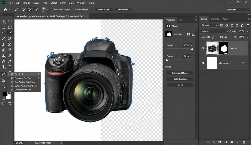Adobe Photoshop tools for manual background removal