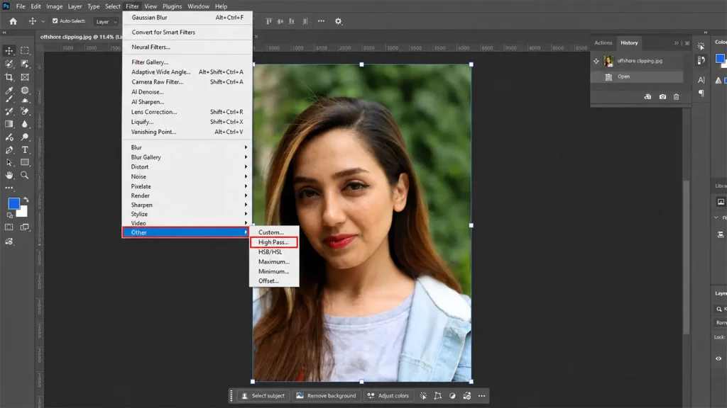 High Pass filter technique for skin smoothing in Photoshop