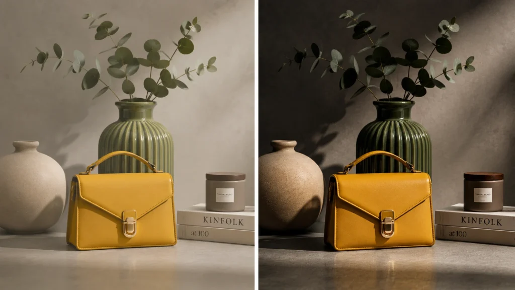Before and after product image showing how targeted tonal adjustments improve contrast and depth
