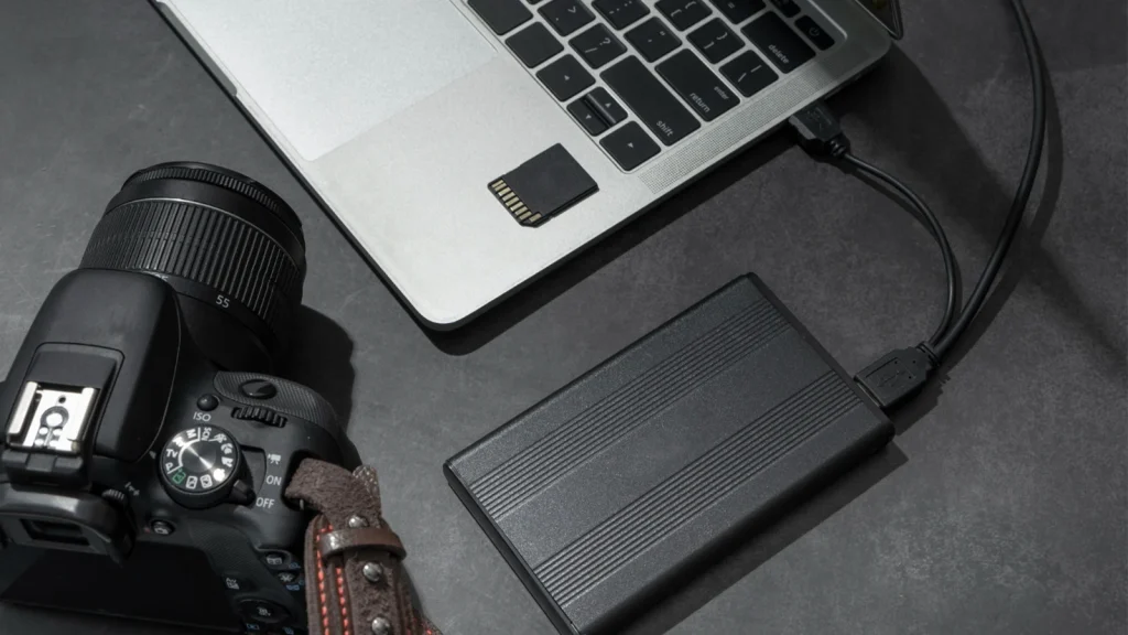 Memory card and external storage drive for product photography