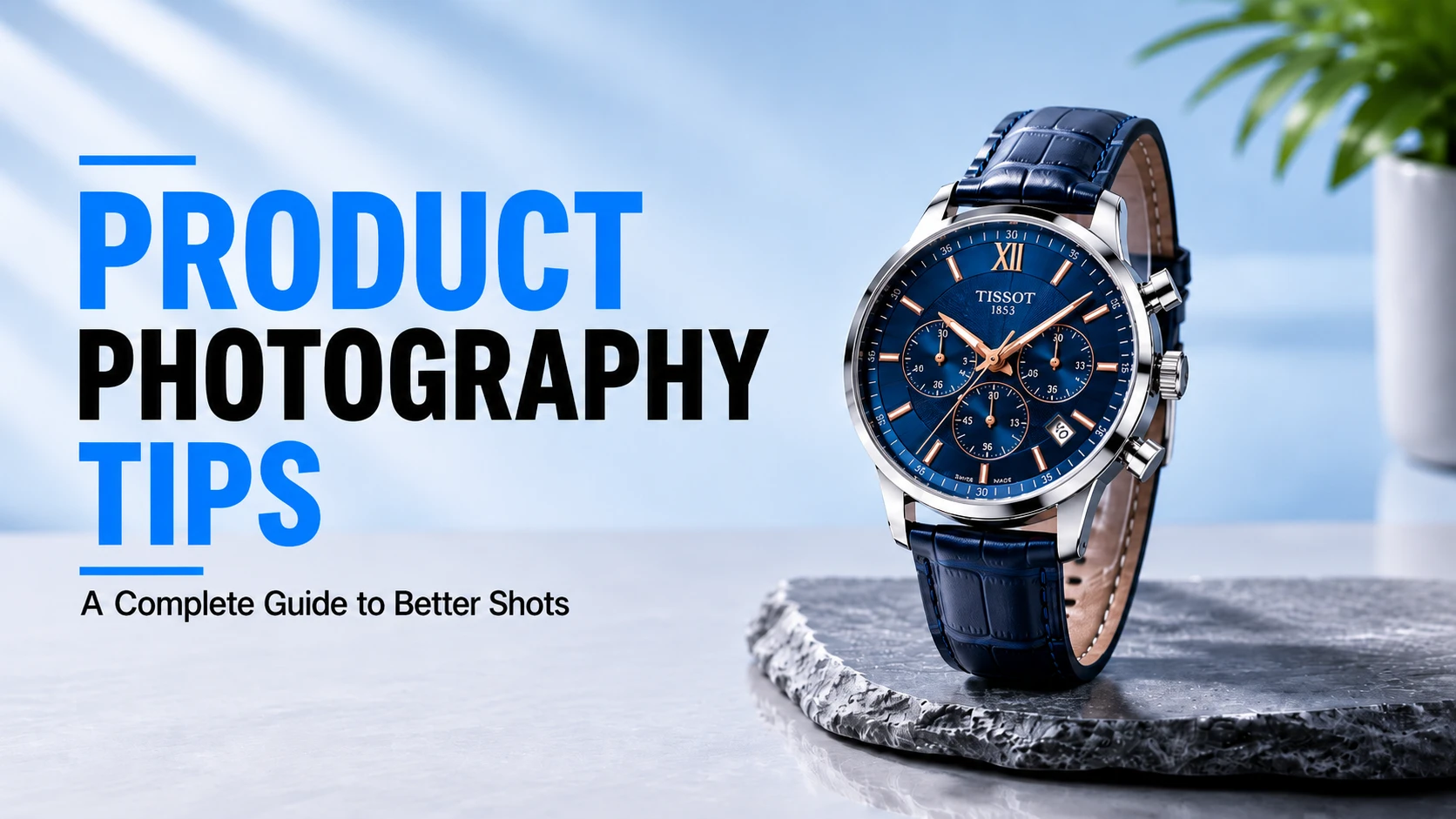 product-photography-tips-ecommerce-guide Product photography setup featuring a professional camera, studio lighting, and wristwatch