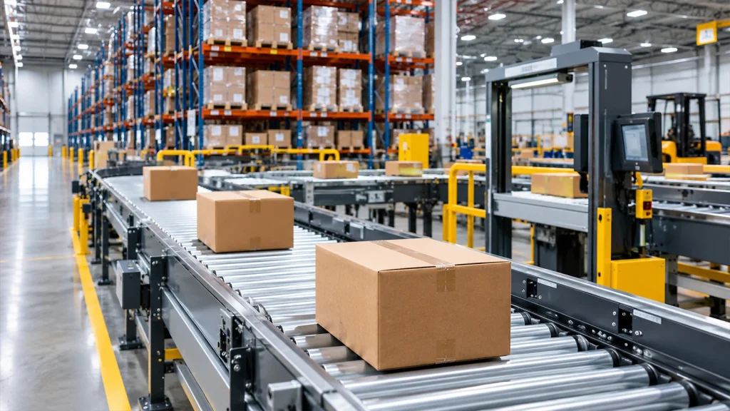 Warehouse and distribution center photography showing a modern logistics facility
