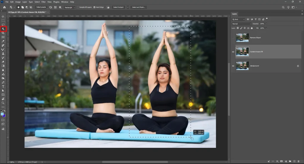 Edit menu in Photoshop with the Content-Aware Fill option highlighted